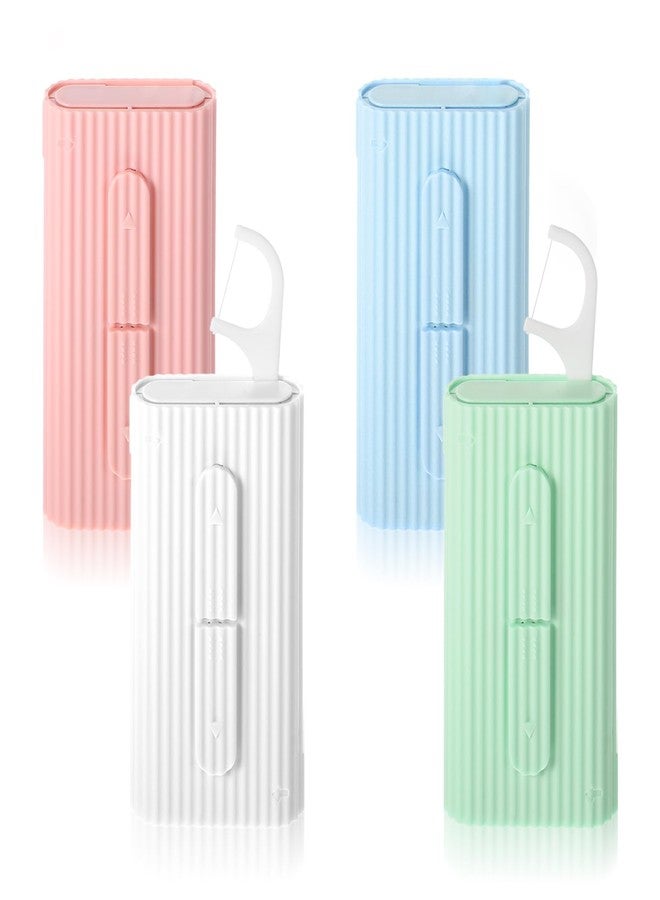 WLLHYF 4 Pcs Portable Dental Floss Dispenser Refillable Dental Flossers Case Automatic Travel Floss Pick Organizer Pocket Floss Boxes with 40 Floss Picks for Cleaning Teeth - Image 1