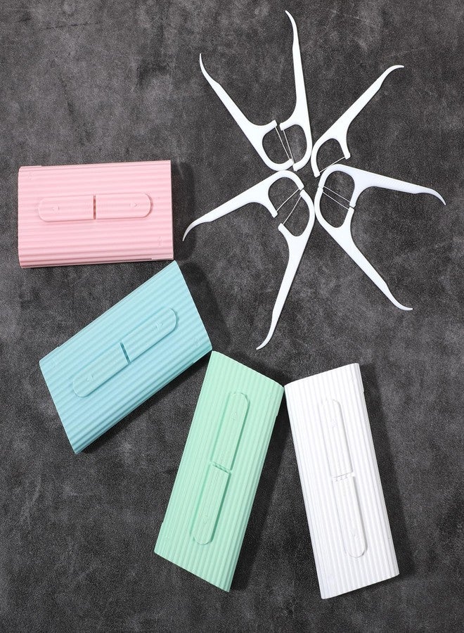 WLLHYF 4 Pcs Portable Dental Floss Dispenser Refillable Dental Flossers Case Automatic Travel Floss Pick Organizer Pocket Floss Boxes with 40 Floss Picks for Cleaning Teeth - Image 4