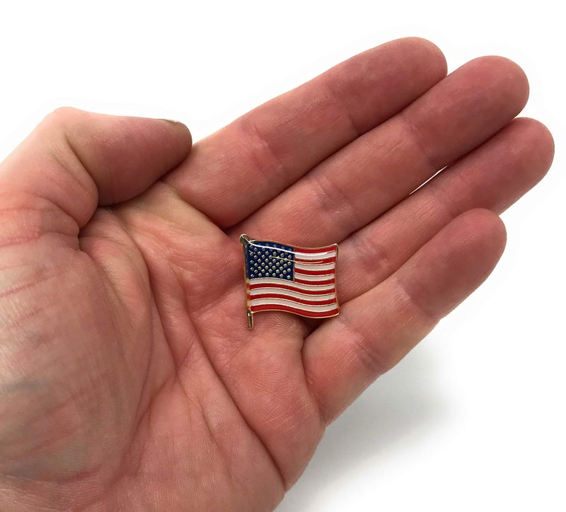Funiverse 50 Bulk Patriotic Waving American Flag Lapel Pins - Each Pin 1" Tall and Individually Packaged - Image 3