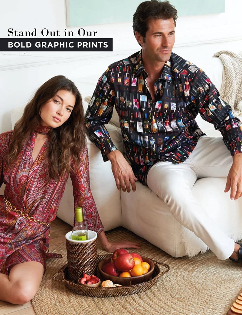 Robert Graham قميص روبرت غراهام للرجال بأكمام طويلة وزر في الأمام، أزرق داكن، صغير جداً - Image 3