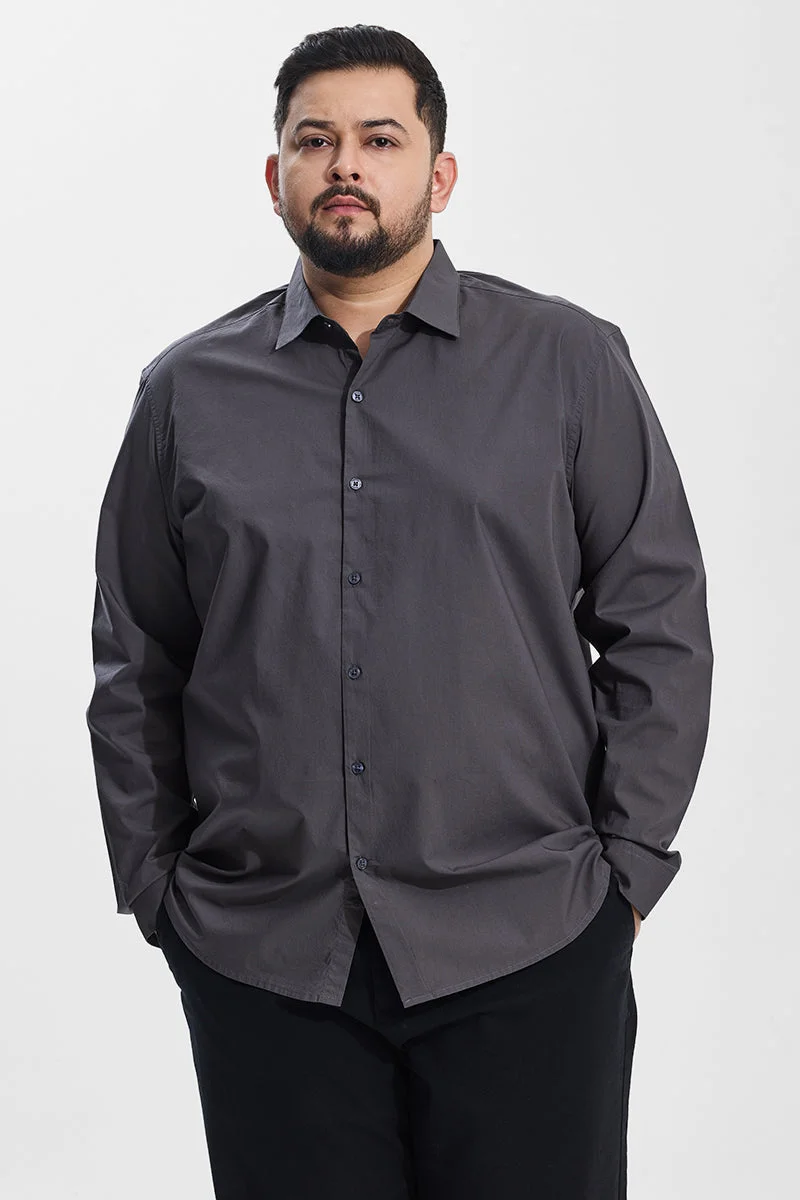 SNITCH Dark Grey Regular Fit Plus Size Shirt