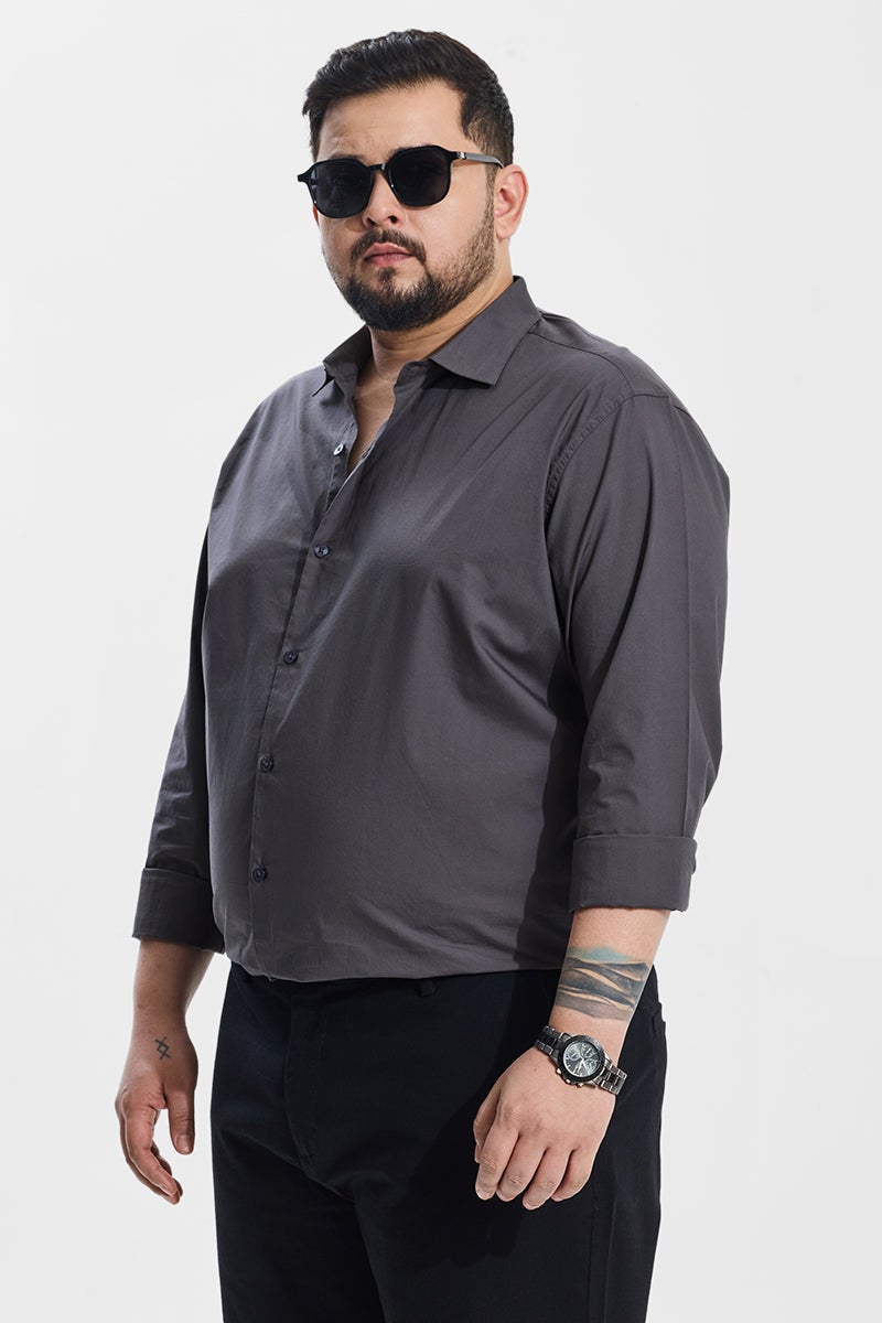 سنيتش قميص مقاس كبير بلون رمادي داكن بقصة عادية - Image 5