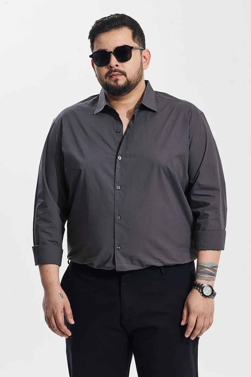 SNITCH Dark Grey Regular Fit Plus Size Shirt