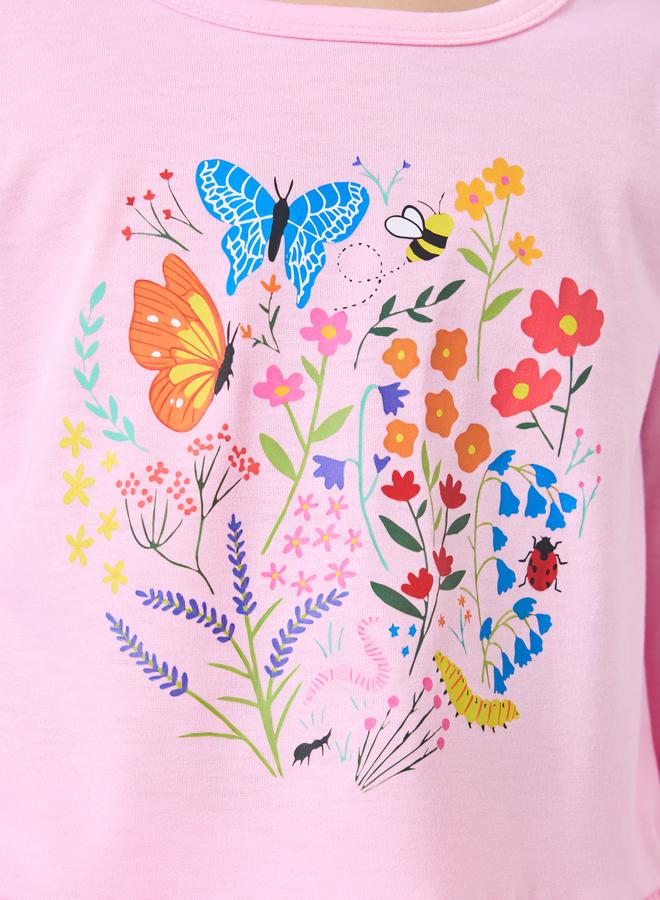 Styli Pink Graphic Print Long Sleeve Top and Pyjama Set - Image 3