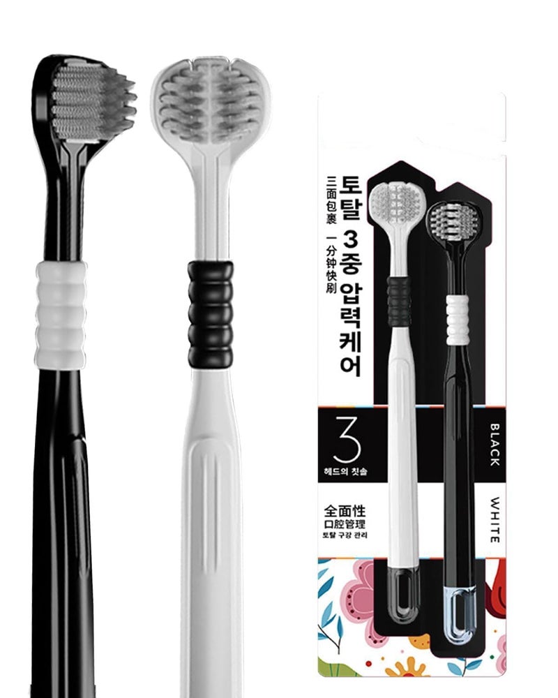 CESITRA 3-Sided Toothbrush | Ultra Soft Bristles for Deep Cleaning | Triple Action Manual Toothbrush | Triple Head Design for 360° Cleaning | Eco-Friendly & Gentle on Gums (PACK OF 6 PCS) - Image 1