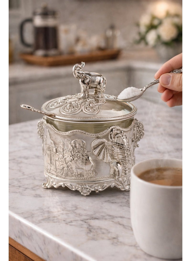 A luxurious sugar jar with an elegant design and patterns - Image 1