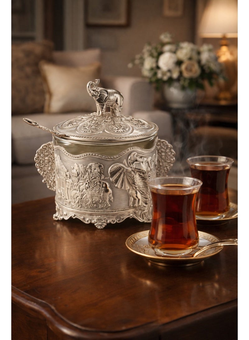 A luxurious sugar jar with an elegant design and patterns - Image 2