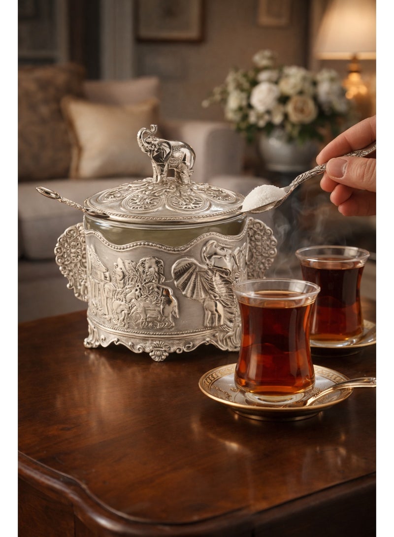 A luxurious sugar jar with an elegant design and patterns - Image 3