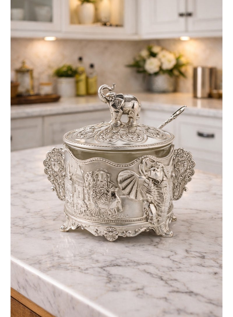 A luxurious sugar jar with an elegant design and patterns - Image 4