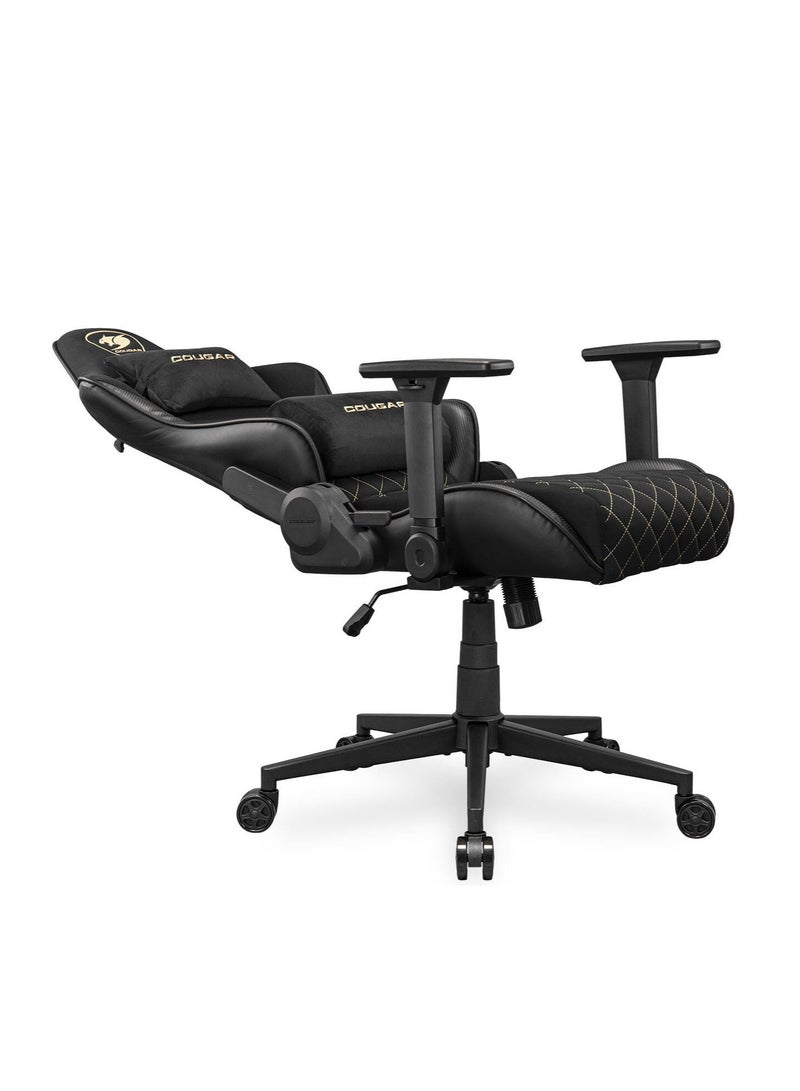 Cougar Armor One V2 F Gaming Chair, Woven Fabric Surface, 4D Folding Armrests, 155° Reclining, Piston Lift Height Adjustment, Up to 120kg Weight Support, Black / Gold | 3MA2FGLB.0001 - Image 3
