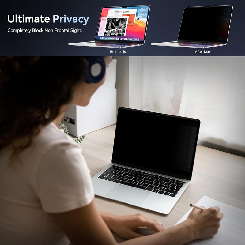 Protescreen Magnetic Privacy Screen Protector Compatible with MacBook Air 13.6 Inch (2022-2024, M2, M3), Removable Anti Spy Blue Light Glare Shield Film Laptop Privacy Filter for Apple Mac Air 13" (A2681,A3113) - Image 2
