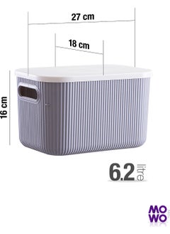 Mowo Home Trove 3 Pieces 6.2 Lt (Grey) Organizer Box with Lid, Decorative Storage Box  - Image 3