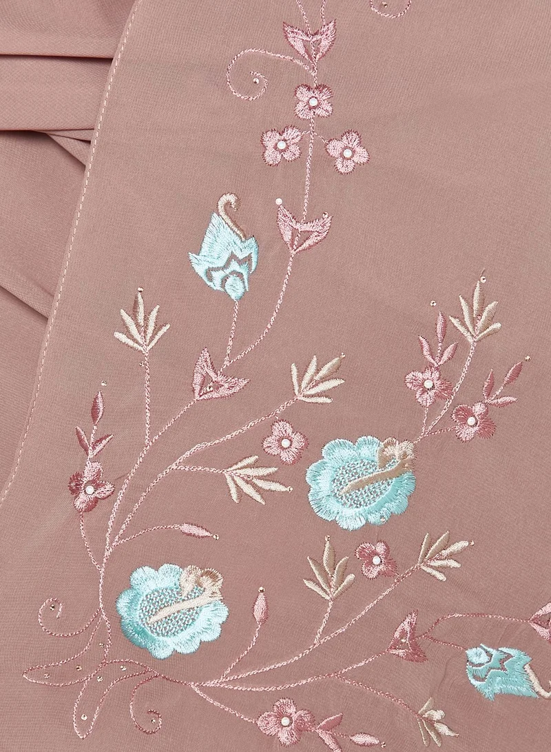 KASHKHA Chiffon Hijab With Embroidery In The Corner With Stone