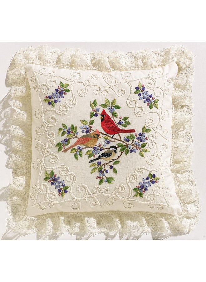 Janlynn Birds & Berries Candlewick Embroidery, 14" x 14" - Image 1