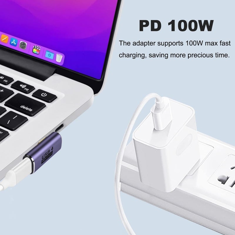 DuHeSin USB C Male to Female Adapter, 90 Degree Right Angle Type C Extender Support 100W, 40Gbps, 8K@60Hz for Thunderbolt 4/3, MacBook Pro/Air, Laptop, Phones and More Type C Devices AE-0940CC - Image 3