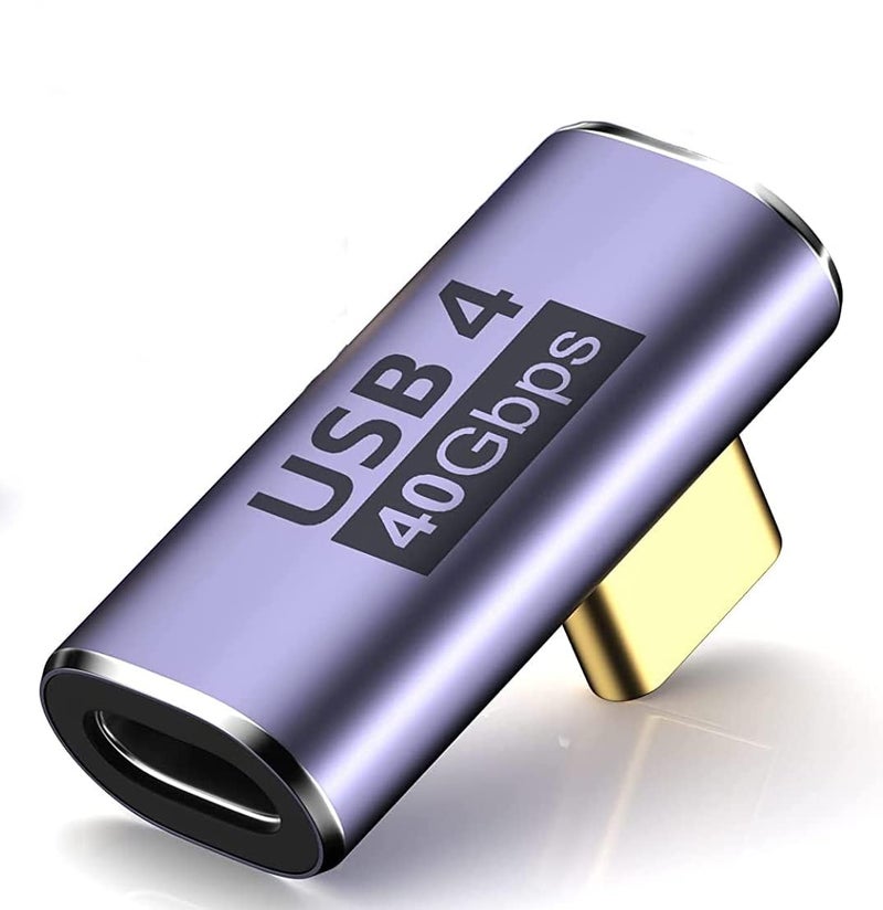 DuHeSin USB C Male to Female Adapter, 90 Degree Right Angle Type C Extender Support 100W, 40Gbps, 8K@60Hz for Thunderbolt 4/3, MacBook Pro/Air, Laptop, Phones and More Type C Devices AE-0940CC - Image 1