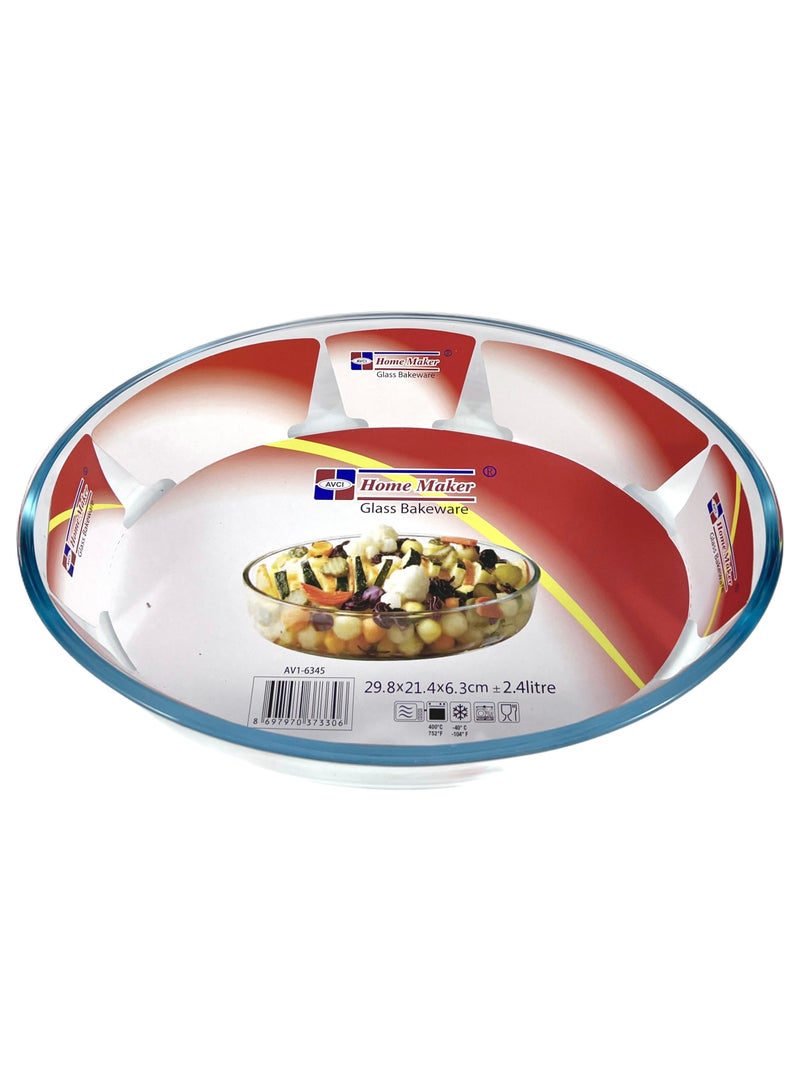 Homemaker Oval Glass Baking Dish, 2.4 Lt Capacity, 29.8X21.4 Cm Diameter, 6.3 Cm Height - Clear - Image 3