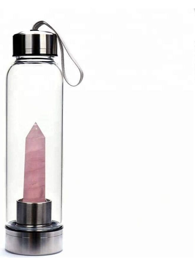 نيبمينينت زجاجة ماء كريستالية علاجية من الكريستال بلون وردي طبيعي 500مل - Image 1