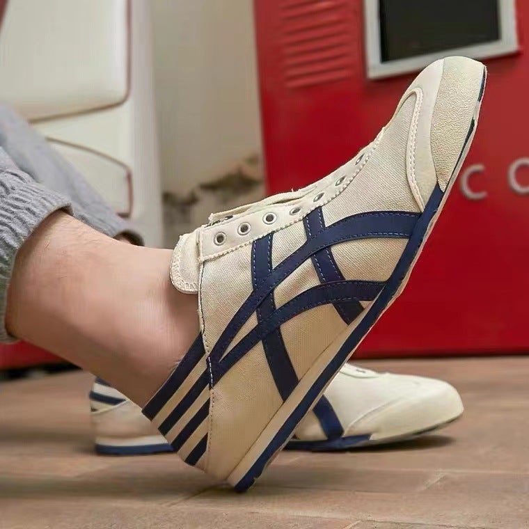 Putian Tiger Onitsuka Tiger Slip-On Navy Blue Low-Top Sneakers For , Casual Lazy Canvas Shoes For Men And Women, Flat Heel - Image 3