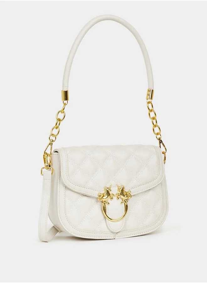 Styli Quilted Shoulder Bag with Buckle Detail