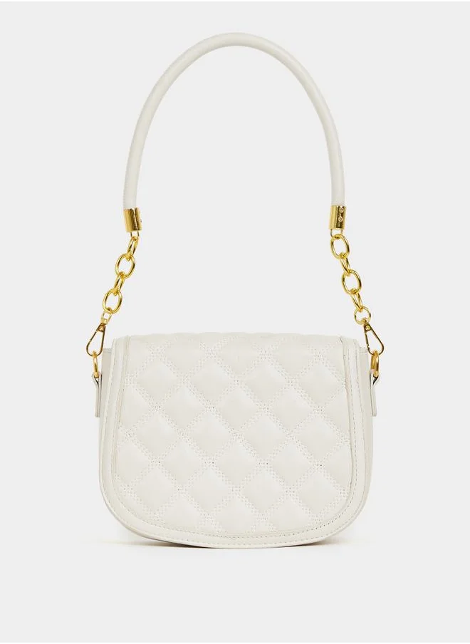 Styli Quilted Shoulder Bag with Buckle Detail