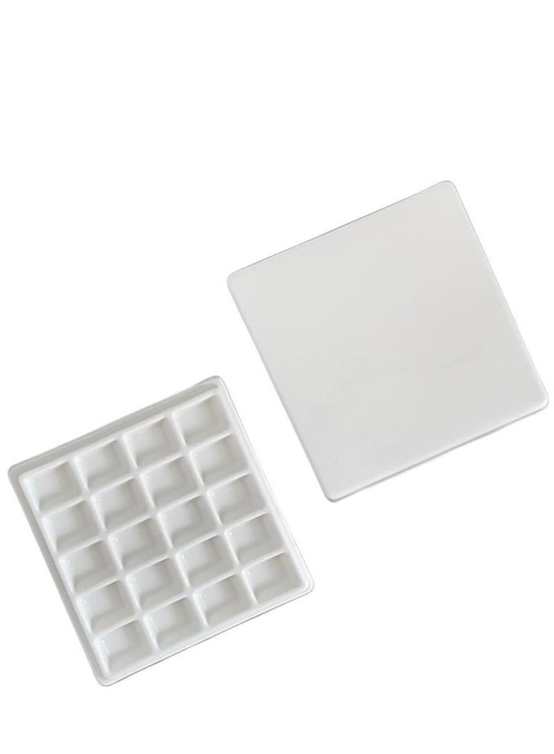 Excefore 20 Wells Porcelain Paint Palette with Cover Ceramic Palette Mixing Tray for Painting Watercolor Gouache Color Mixing Painting Palette Hobby and Crafts - Image 1