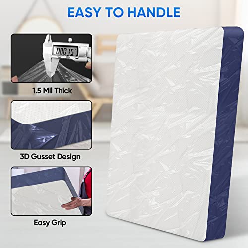 TICONN 2PK Plastic Mattress Bag for Moving Storage, Waterproof Mattress Protector Cover, Heavy-Duty Mattress Moving Supplies (1.5 mil, Twin) - Image 2