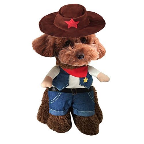 Hotumn Cowboy Dog Costume with Hat Dog Clothes Halloween Costumes for Cat and Small Dog(S) - Image 2