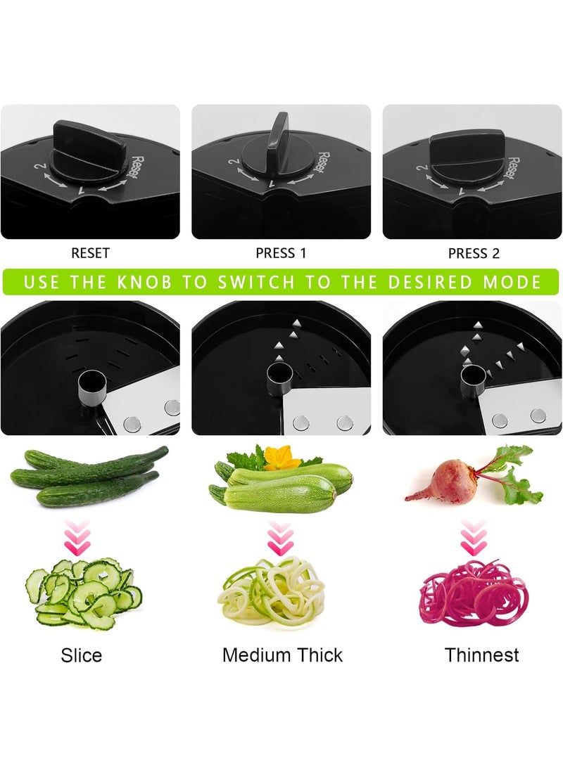 Vegetable Spiralizer 3 in 1 Spiralizer for Veggie Noodles Adjustable Zucchini Spiralizer Noodle Maker Vegetable Chopper for Cucumber, Zucchini, Carrot- Black - Image 4