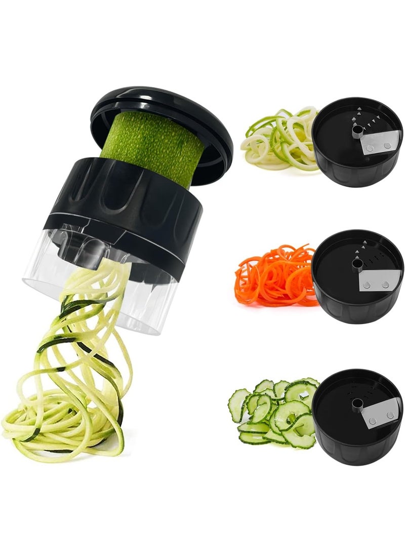 Vegetable Spiralizer 3 in 1 Spiralizer for Veggie Noodles Adjustable Zucchini Spiralizer Noodle Maker Vegetable Chopper for Cucumber, Zucchini, Carrot- Black - Image 1