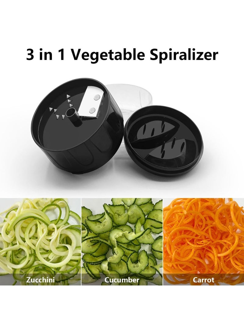 Vegetable Spiralizer 3 in 1 Spiralizer for Veggie Noodles Adjustable Zucchini Spiralizer Noodle Maker Vegetable Chopper for Cucumber, Zucchini, Carrot- Black - Image 3