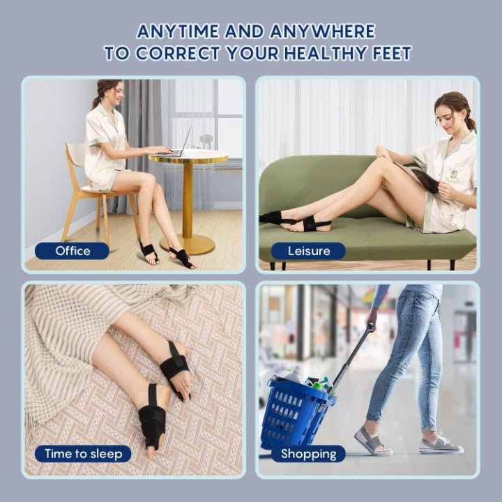 QualiTrue Bunion Corrector for Women and Men Toe Separator Both 2 Feet Bunion Splint, Big Toes Separation Pain Relief, Non-Surgical Adjustable Hallux Valgus Bunions Thumb Straightener, Hammer Toe Day Night Support ( 2 Bunion Corrector + 2 Toe Separator) - Image 5