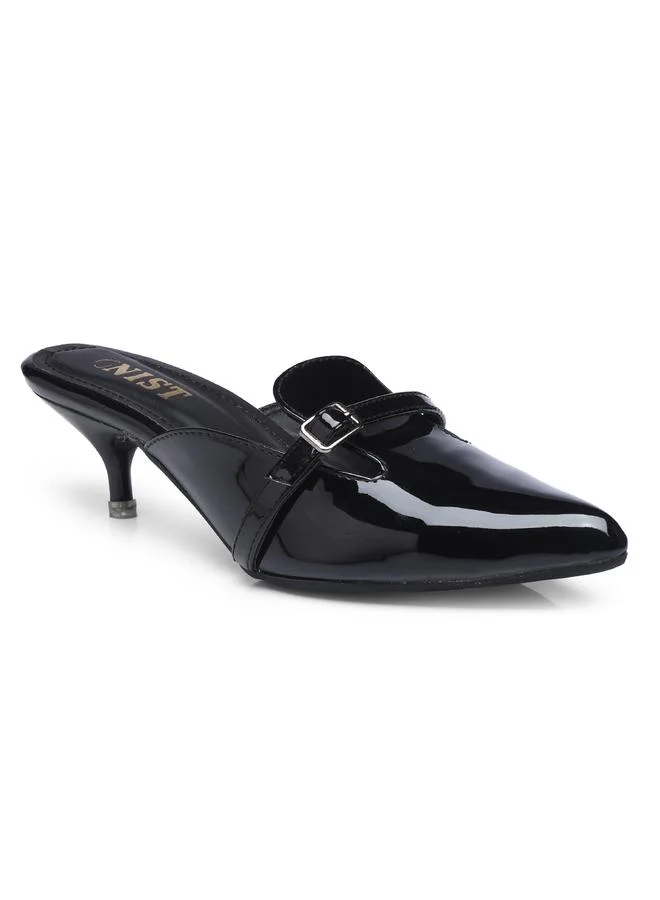 جنيست GNIST Buckle Detail Pointed Toe Kitten Heel Mules