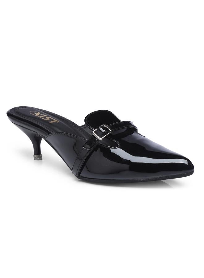 GNIST Buckle Detail Pointed Toe Kitten Heel Mules - Image 2