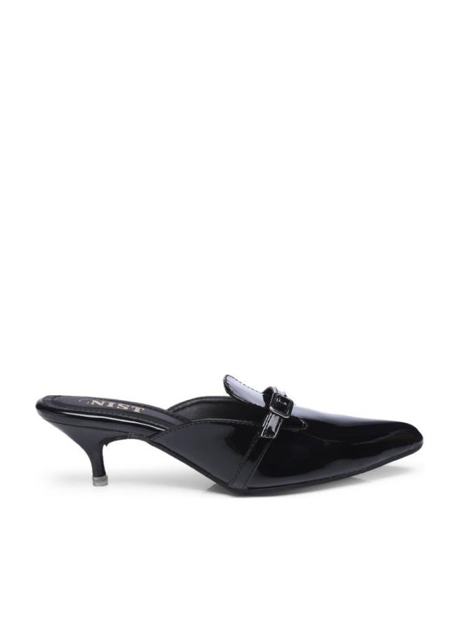 GNIST Buckle Detail Pointed Toe Kitten Heel Mules - Image 1