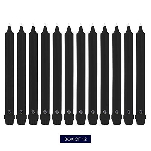 Colonial Candle Unscented Taper Candle, Classic Collection, Black, 12 in, Pack of 12 - Up to 10 Hours Burn - Image 2