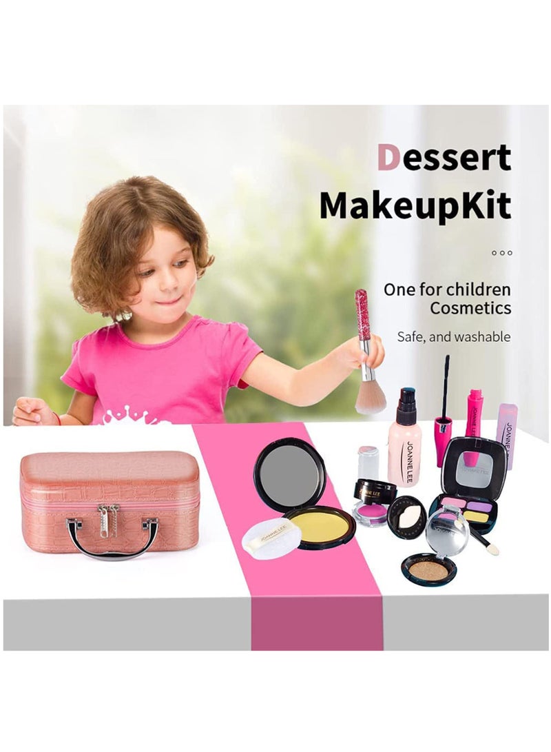 YelaJoy Girl's Game Makeup Bag, Fake Makeup Set, Non-toxic Cosmetic Toy, With Storage Box, Pink Portable, Durable, Washable, Birthday Gift for Girls Suitable for Role-Playing Games - Image 2