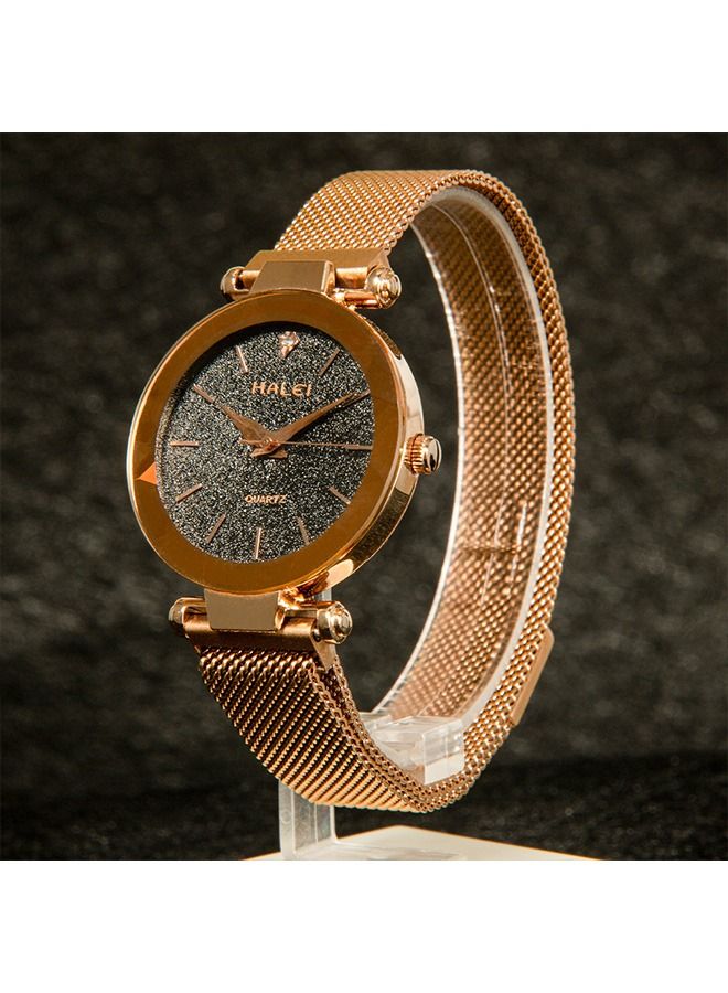 هالي ساعة هارلي النسائية الفاخرة 6010L - 34مم ذهبي/أسود بمادة السبائك مقاومة للماء والصدمات - Image 3