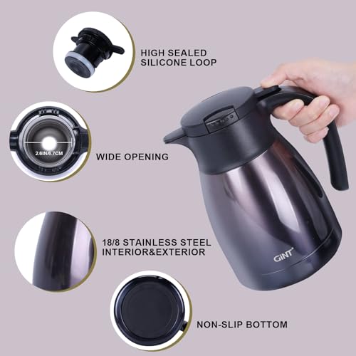GiNT 1L / 34Oz Thermal Coffee Carafe, Insulated Stainless Steel Coffee Carafes for Keeping Hot/Double Walled Vacuum Thermal Carafe (Purple) - Image 2