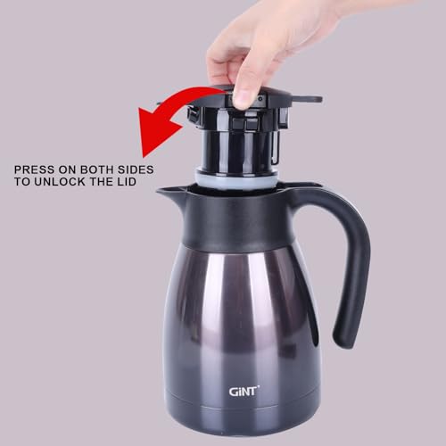GiNT 1L / 34Oz Thermal Coffee Carafe, Insulated Stainless Steel Coffee Carafes for Keeping Hot/Double Walled Vacuum Thermal Carafe (Purple) - Image 4