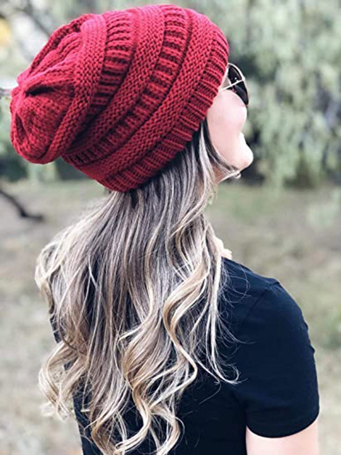 Beanie European American Warm Windproof Ear Protection Stretch Satin Lined Knit Hat - Image 4