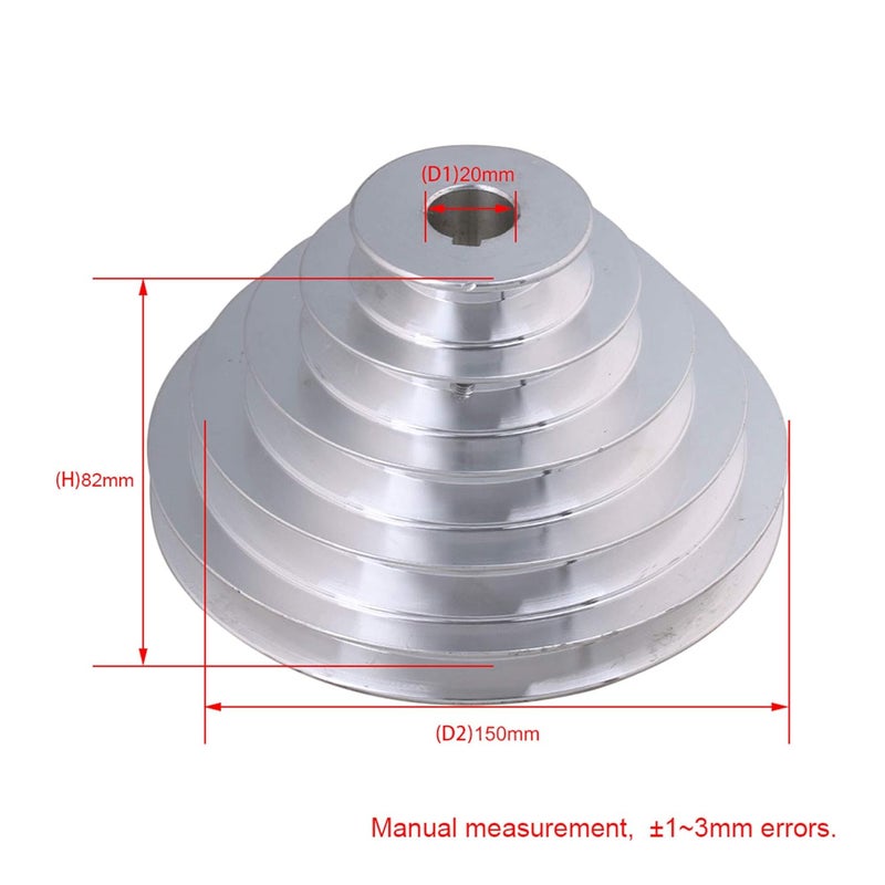 CNBTR 20mm Bore 54mm-150mm Outter Dia Aluminum 5 Slot A Type V-Shaped Pulley 5 Step Pulley Belt 12.7mm Belt Width - Image 4