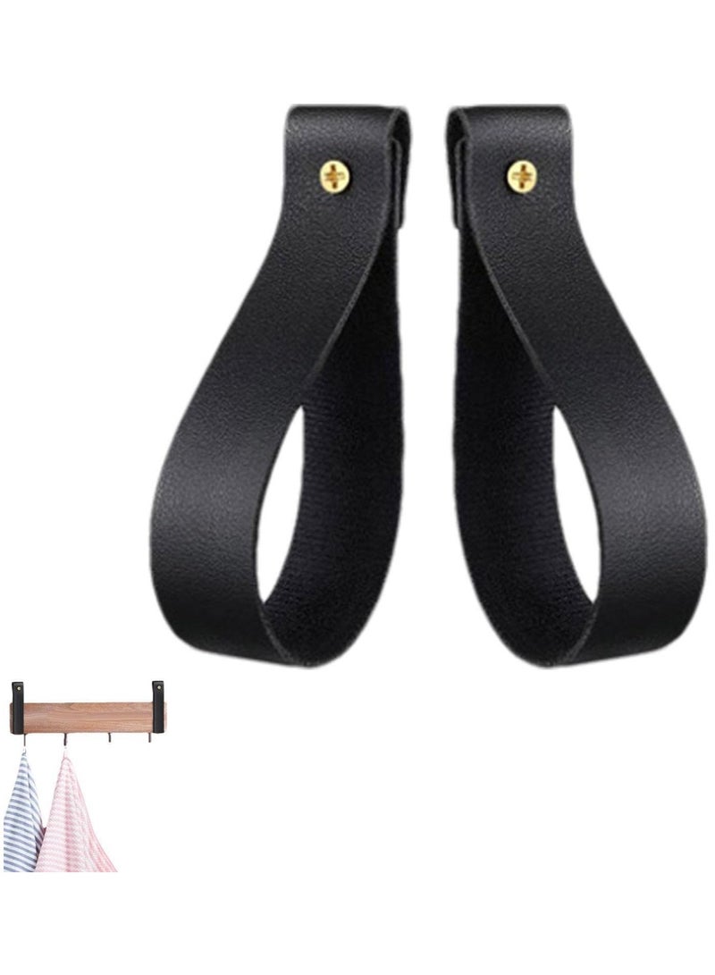 Beauenty Leather Wall Hooks - Faux Leather Brackets, Rustic Farmhouse Hangers | Easy Install Decorative Hooks, Heavy Duty Mounted Towel and Curtain Rod Holders for Bathroom, Kitchen, Shower - Image 1