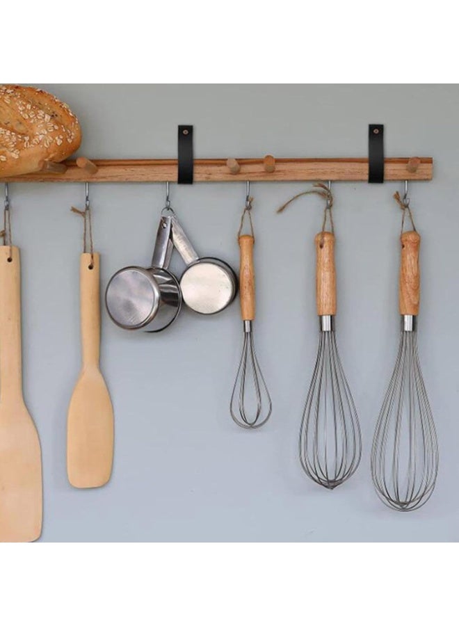 Beauenty Leather Wall Hooks - Faux Leather Brackets, Rustic Farmhouse Hangers | Easy Install Decorative Hooks, Heavy Duty Mounted Towel and Curtain Rod Holders for Bathroom, Kitchen, Shower - Image 4