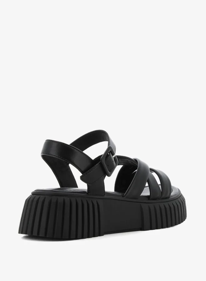 اس جي Women's Solid Open Toe Sandals with Buckle Closure