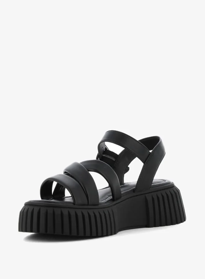 اس جي Women's Solid Open Toe Sandals with Buckle Closure