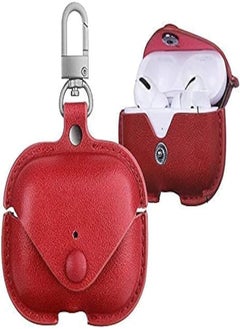 mStick AirPod Pro Case Leather Personalized Leather Protective Air-pod Pro Case Cover Shockproof with Loss Prevention Clip for Apple Air-Pods Pro Wireless Charging Case for airpods- Wine Red