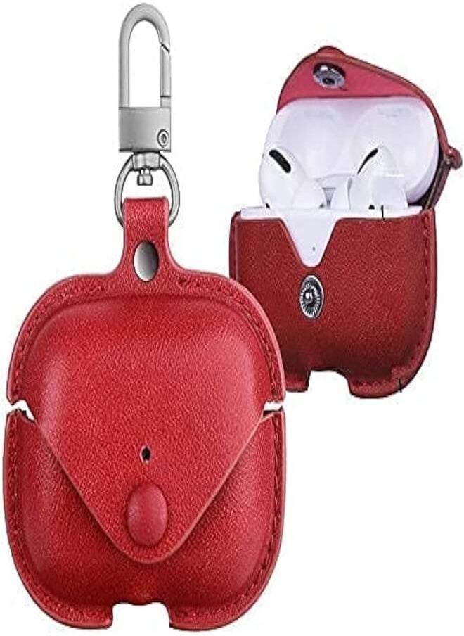 MStick - mStick AirPod Pro Case Leather Personalized Leather Protective Air-pod Pro Case Cover Shockproof with Loss Prevention Clip for Apple Air-Pods Pro Wireless Charging Case for airpods- Wine Red - Image 1