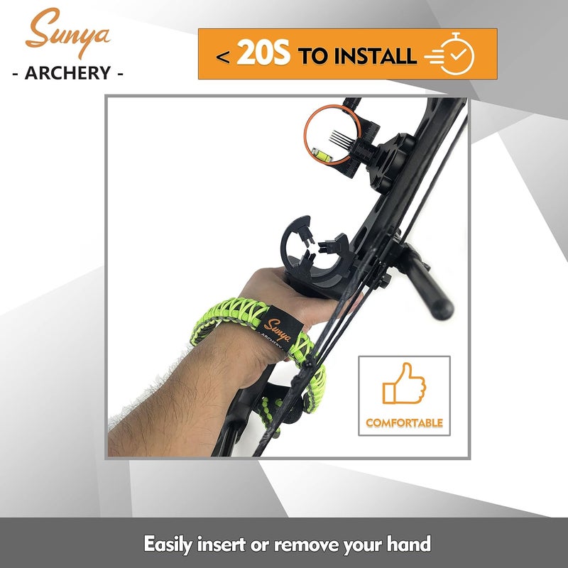 Sunya Archery Bow Wrist Sling, 550 Paracord Strap Comfortable on Hand.100% Full Grain Leather Yoke, Multiple Camo Colors.Fit Compound Bow Stabilizer & Recurve. - Image 5