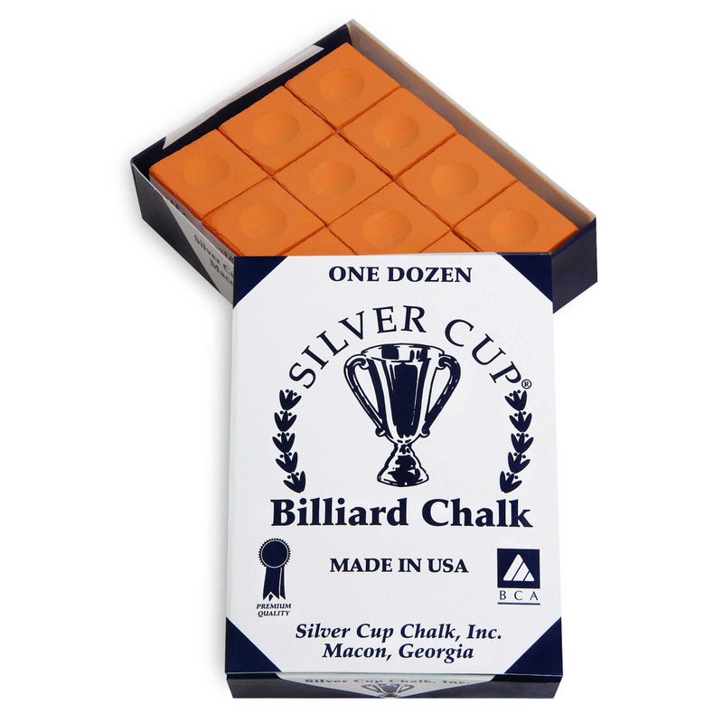 Silver Cup Billiard Chalk - ONE Dozen (Orange) - Image 1